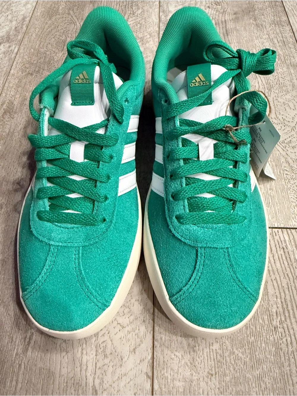 adidas Teal Green Suede Low-Top Sneakers with White Stripes